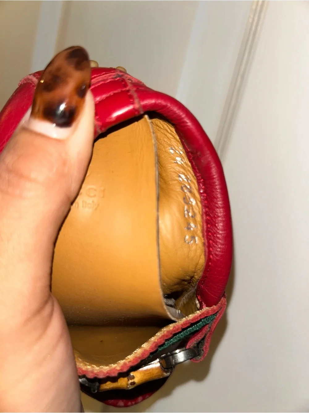 Gucci Red Leather Bamboo Bit Slip-On Loafers